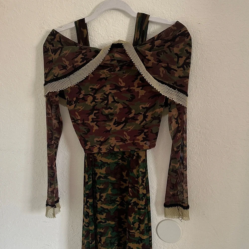 Jean Paul Gaultier SS 1999 CLASSIQUE Camouflage Maxi Dress + Long Sleeve Top - Picture 4 of 6